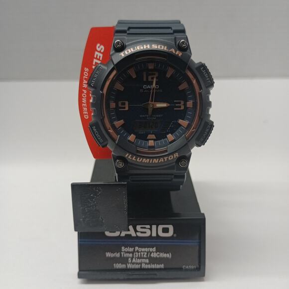 Casio Men's Tough Solar Quartz Alarm World Time Resin 46mm Watch AQS810W-2A3V - Picture 5 of 8